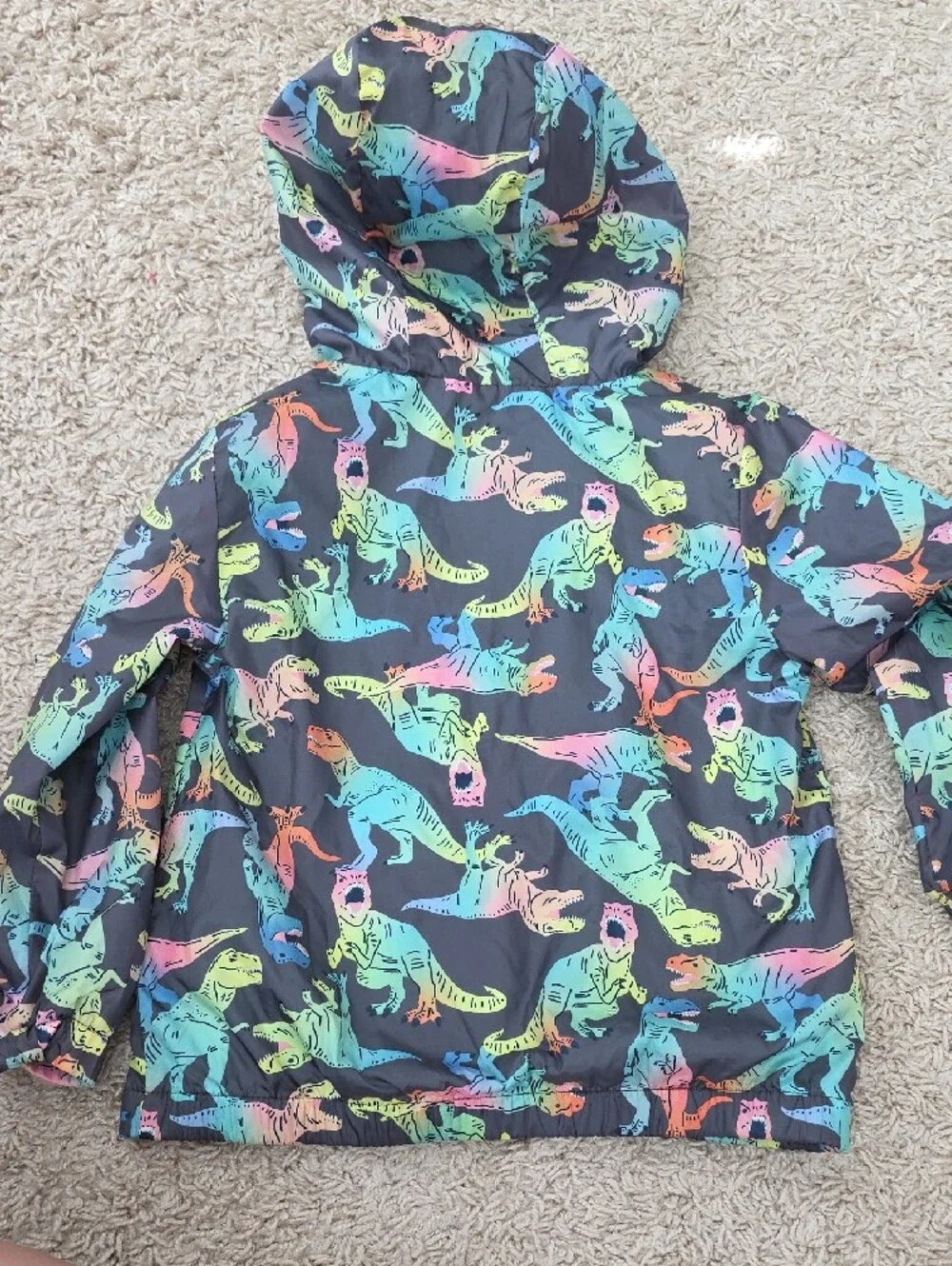Cat & Jack Mint Green Hooded Jacket with Multicolor Dinosaur Print